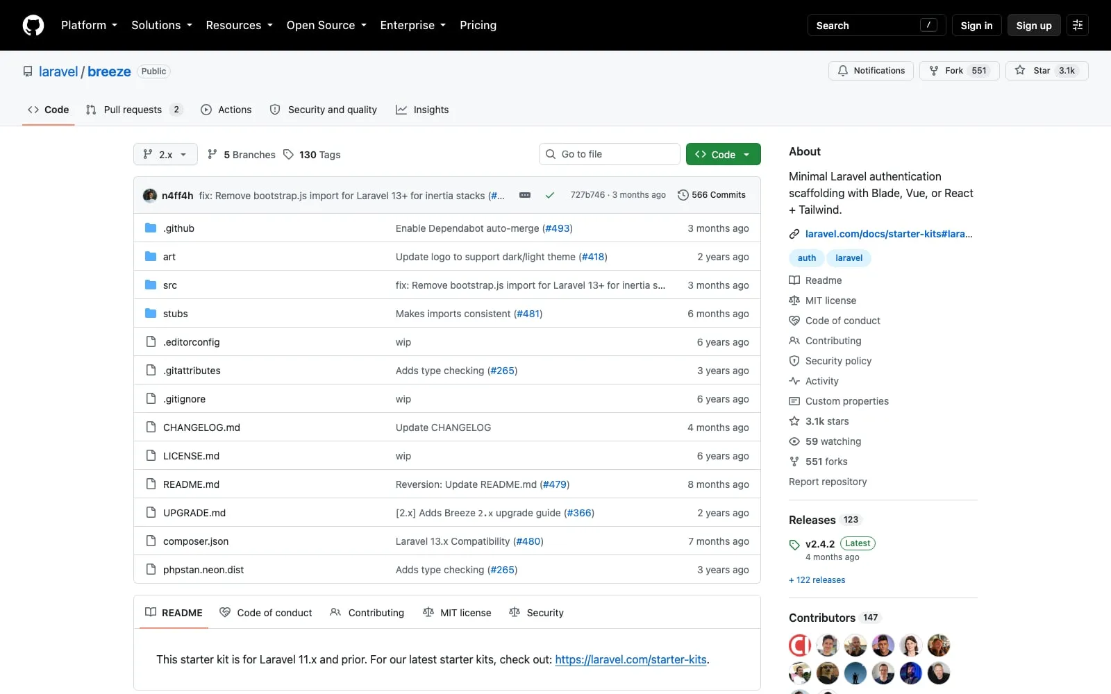 Screenshot of Laravel Breeze