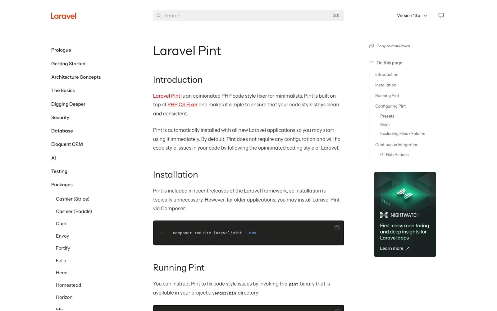 Screenshot of Laravel Pint