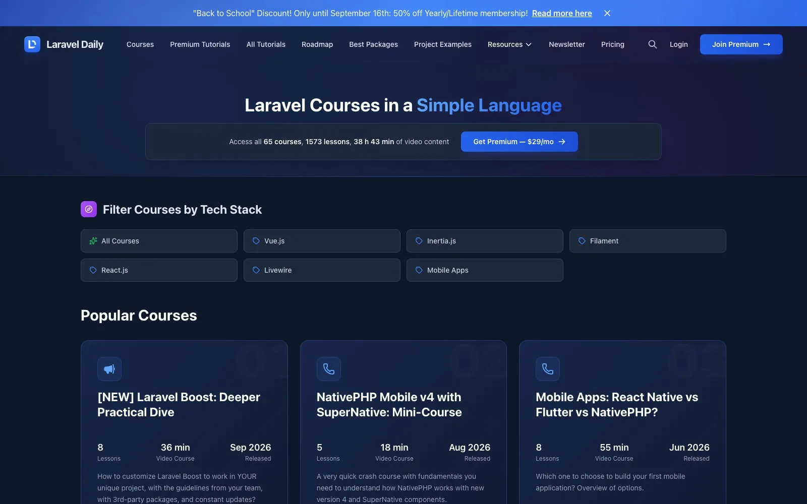 Screenshot of Laravel Daily Courses