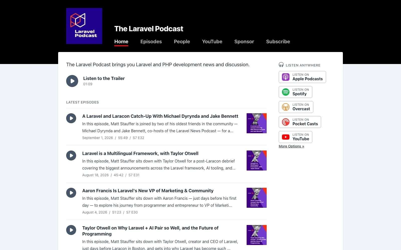 Screenshot of Laravel Podcast