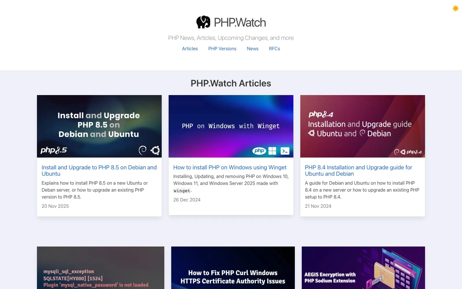 Screenshot of PHP.Watch