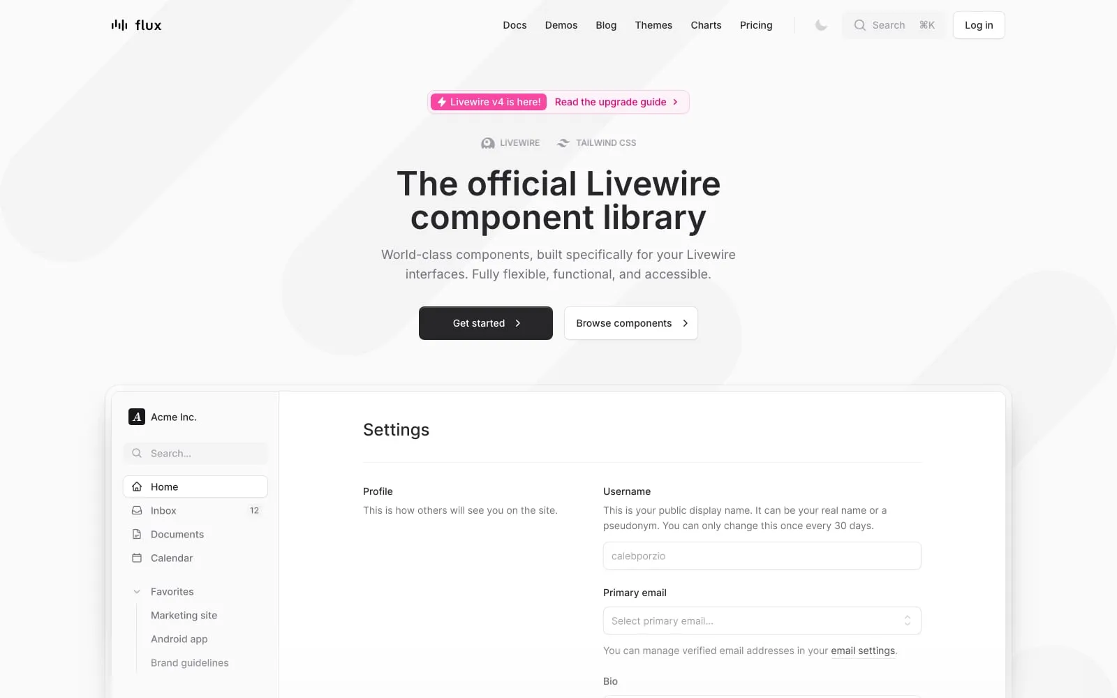 Screenshot of Flux UI