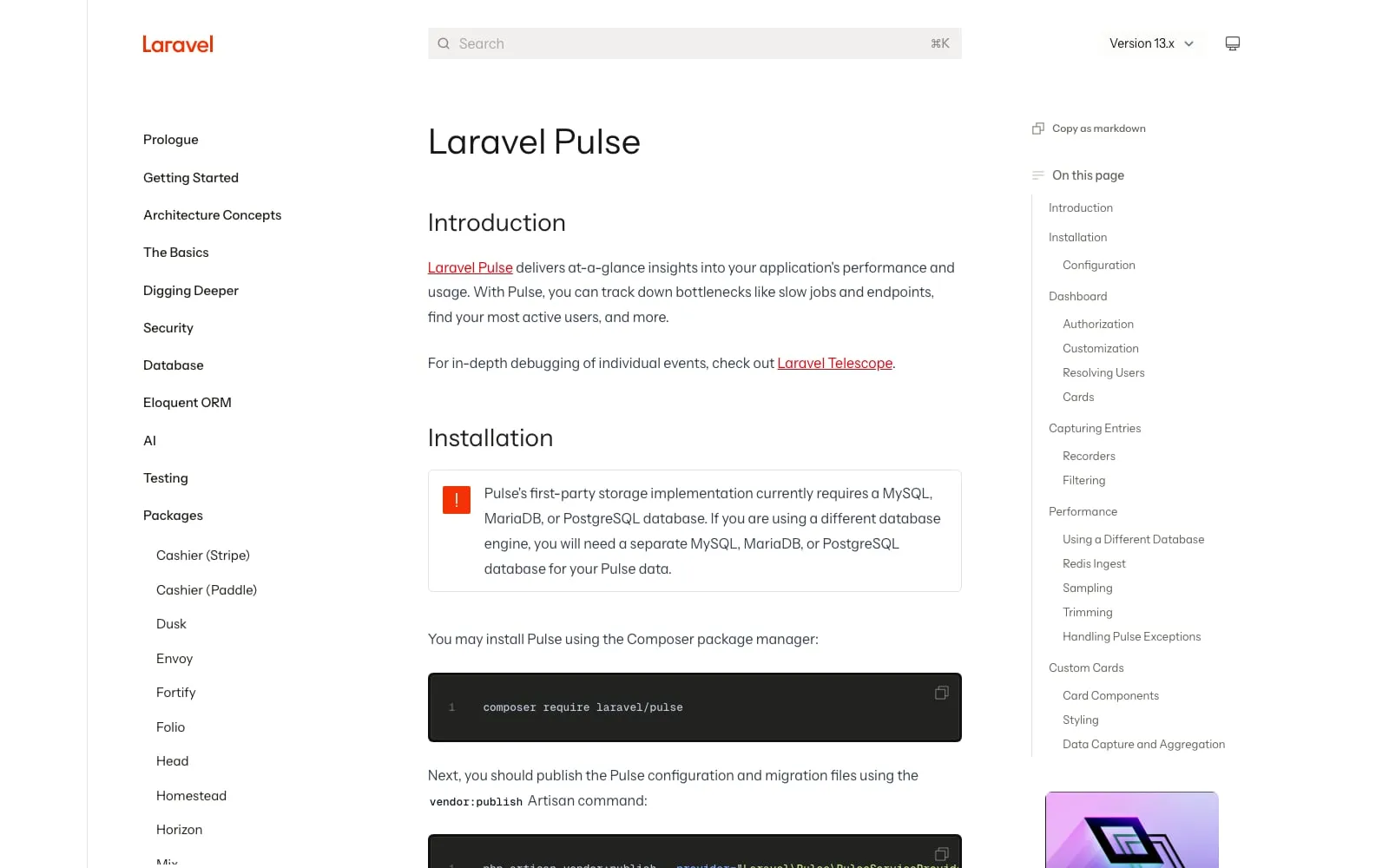 Screenshot of Laravel Pulse