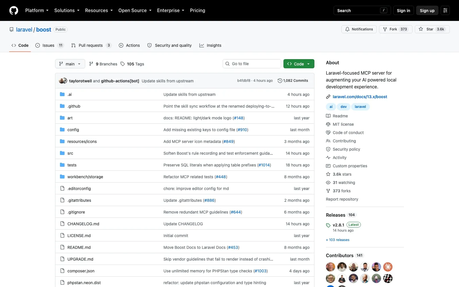Screenshot of Laravel Boost