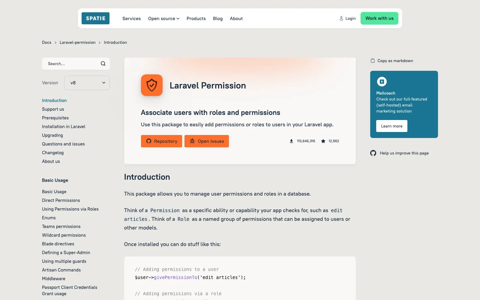 Screenshot of Laravel Permission