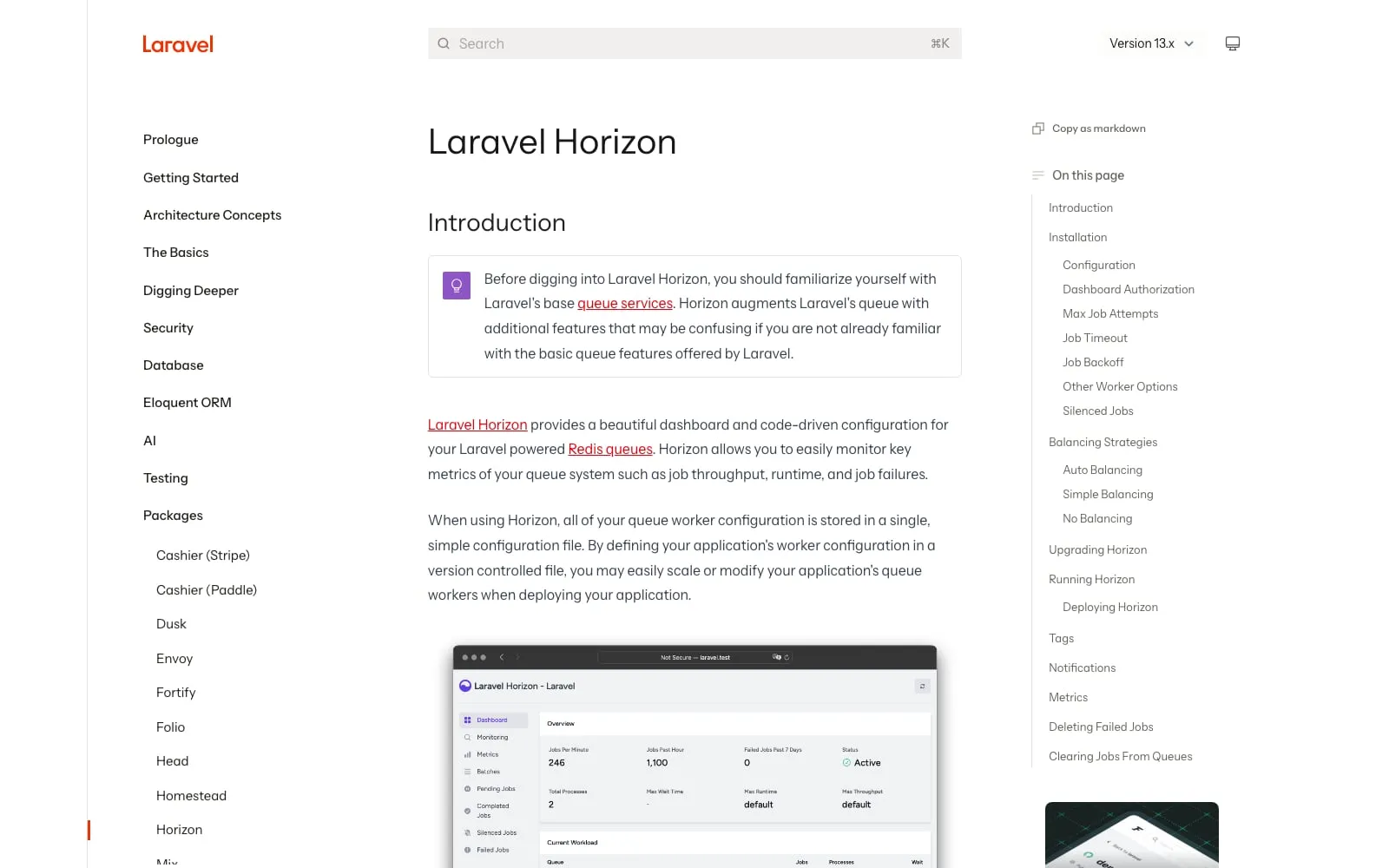 Screenshot of Laravel Horizon