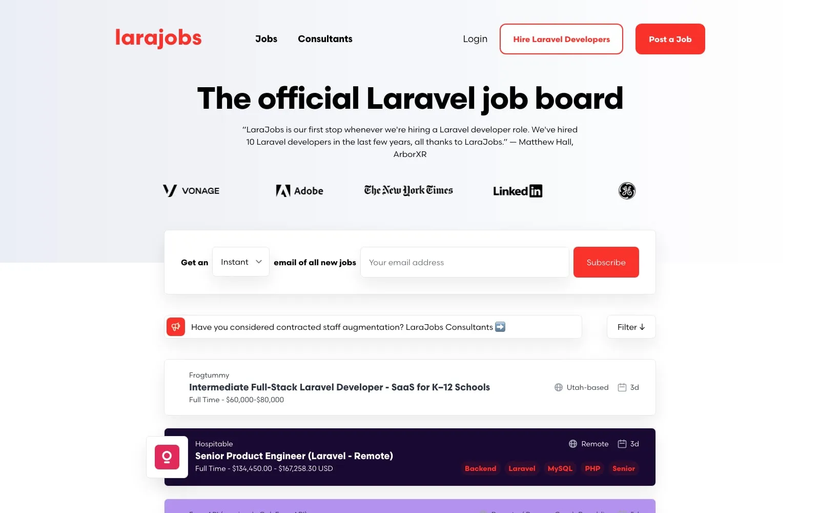 Screenshot of LaraJobs