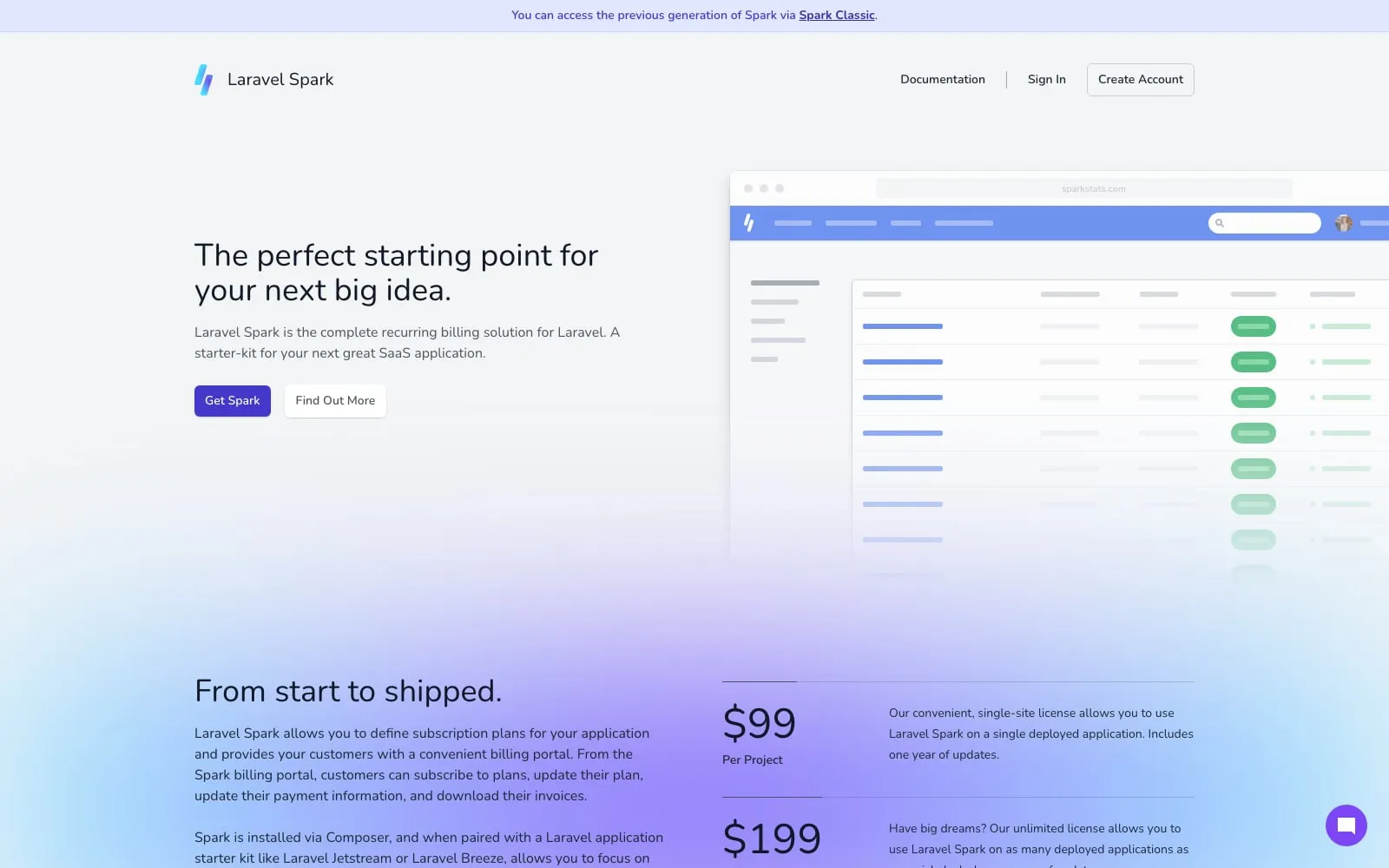 Screenshot of Laravel Spark