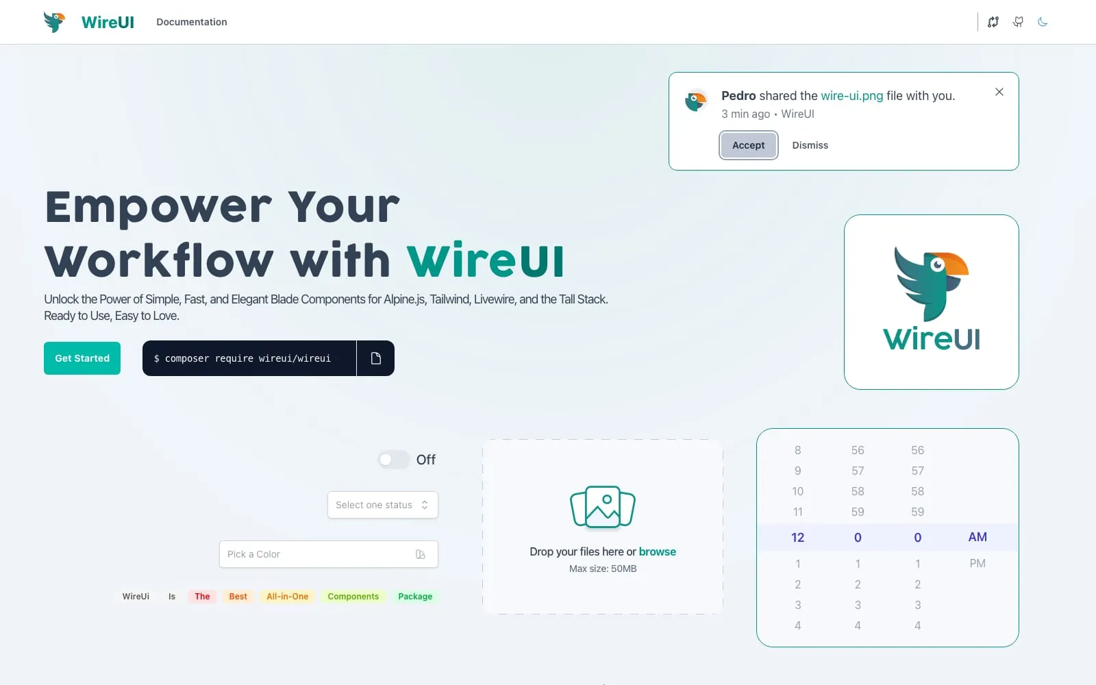 Screenshot of WireUI