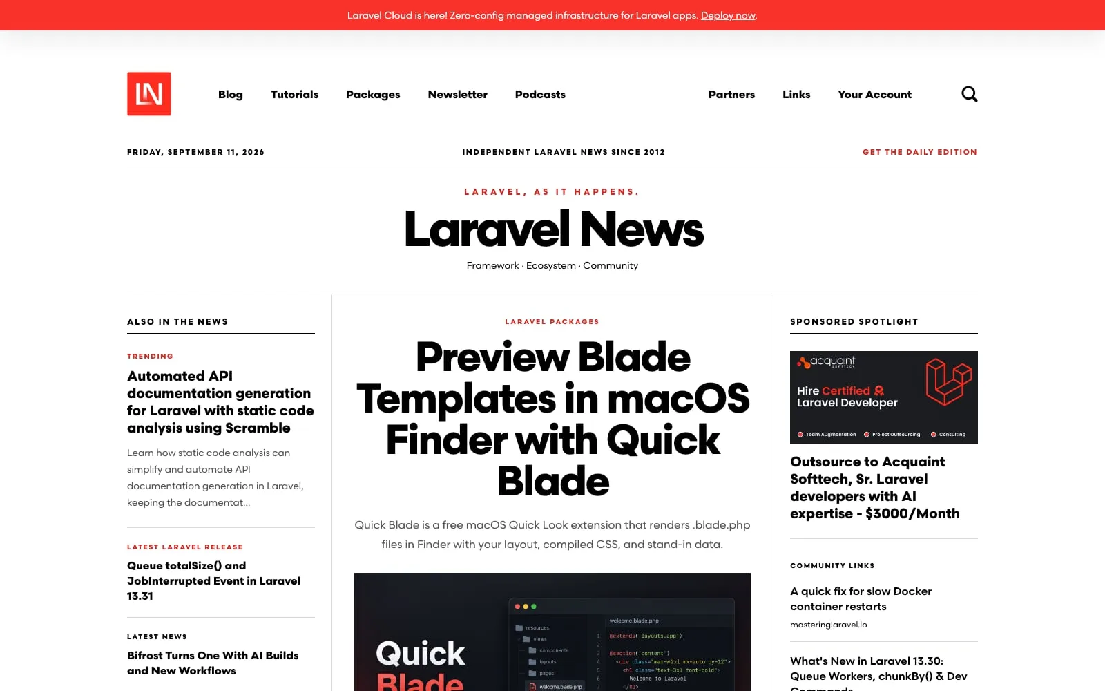 Screenshot of Laravel News