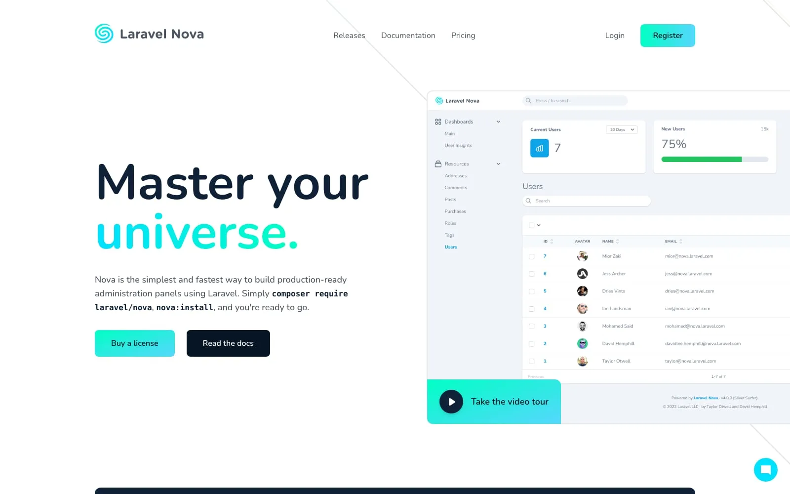 Screenshot of Laravel Nova