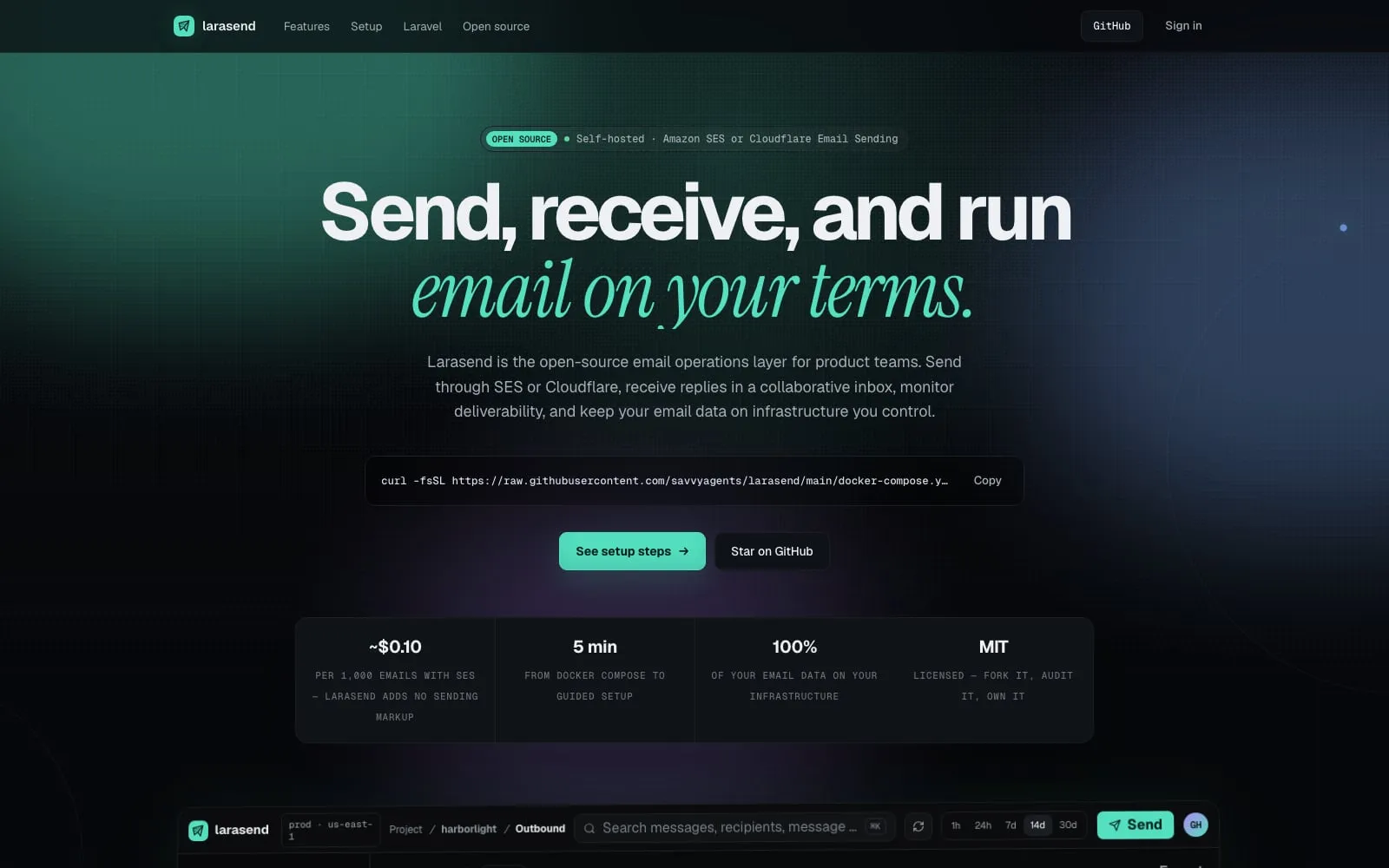 Screenshot of Larasend