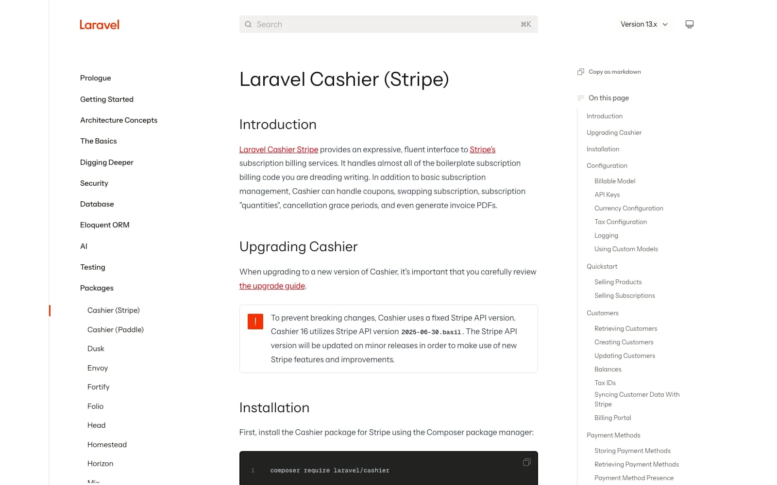 Screenshot of Laravel Cashier